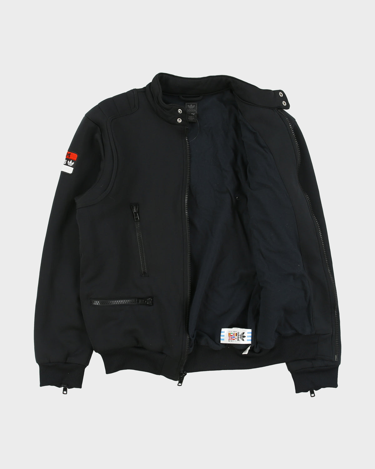 Vintage Y2K 00s Adidas Originals Neoprene Team Cafe Racer Moto Jacket - M