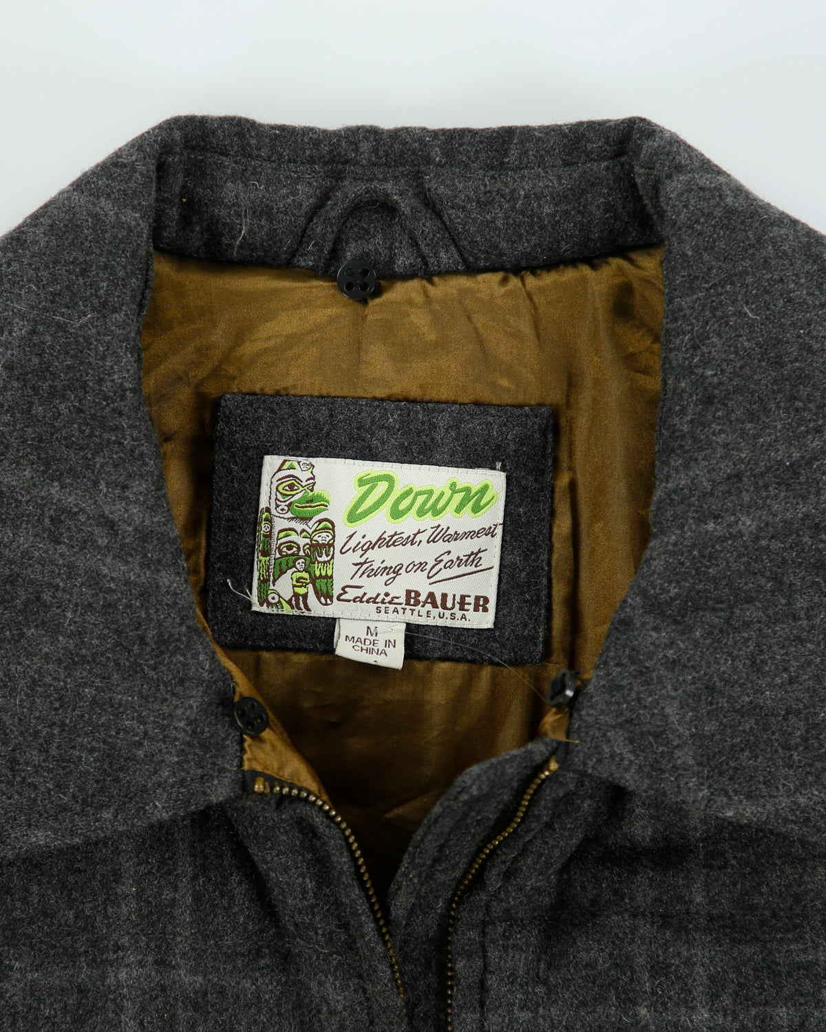 Vintage Eddie Bauer Plaid Wool EB550 Goose Down Yukon Puffer Jacket - M