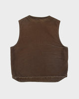 Vintage Carhartt V26 DKB Sherpa Lined Sandstone Duck Canvas Work Gilet - L