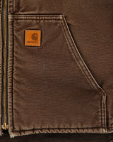Vintage Carhartt V26 DKB Sherpa Lined Sandstone Duck Canvas Work Gilet - L