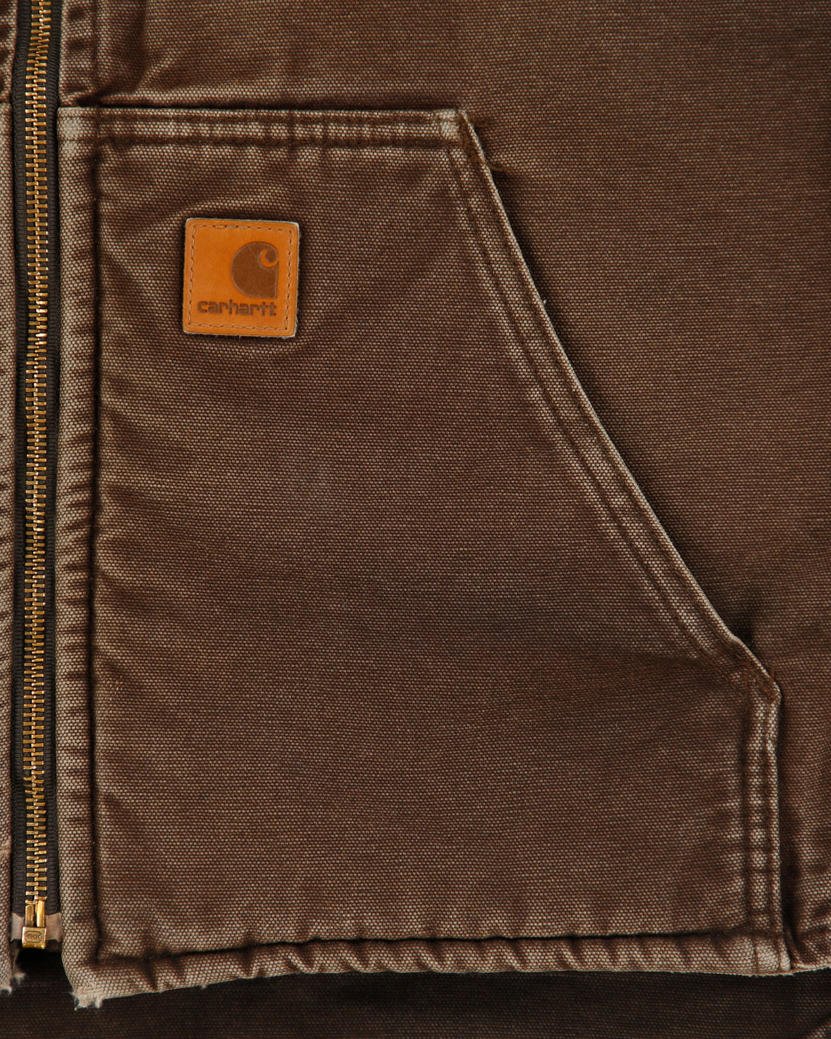 Vintage Carhartt V26 DKB Sherpa Lined Sandstone Duck Canvas Work Gilet - L