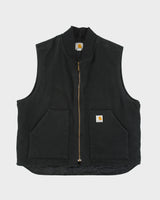 Vintage Carhartt V01 BLK Arctic Lined Rugged Firm Duck Canvas Work Gilet - XL