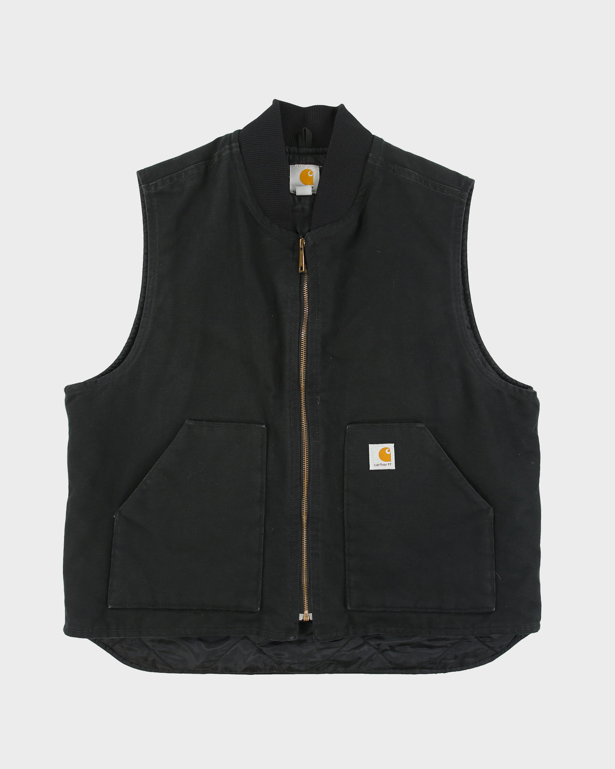 Vintage Carhartt V01 BLK Arctic Lined Rugged Firm Duck Canvas Work Gilet - XL