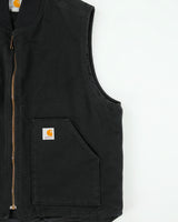Vintage Carhartt V01 BLK Arctic Lined Rugged Firm Duck Canvas Work Gilet - XL