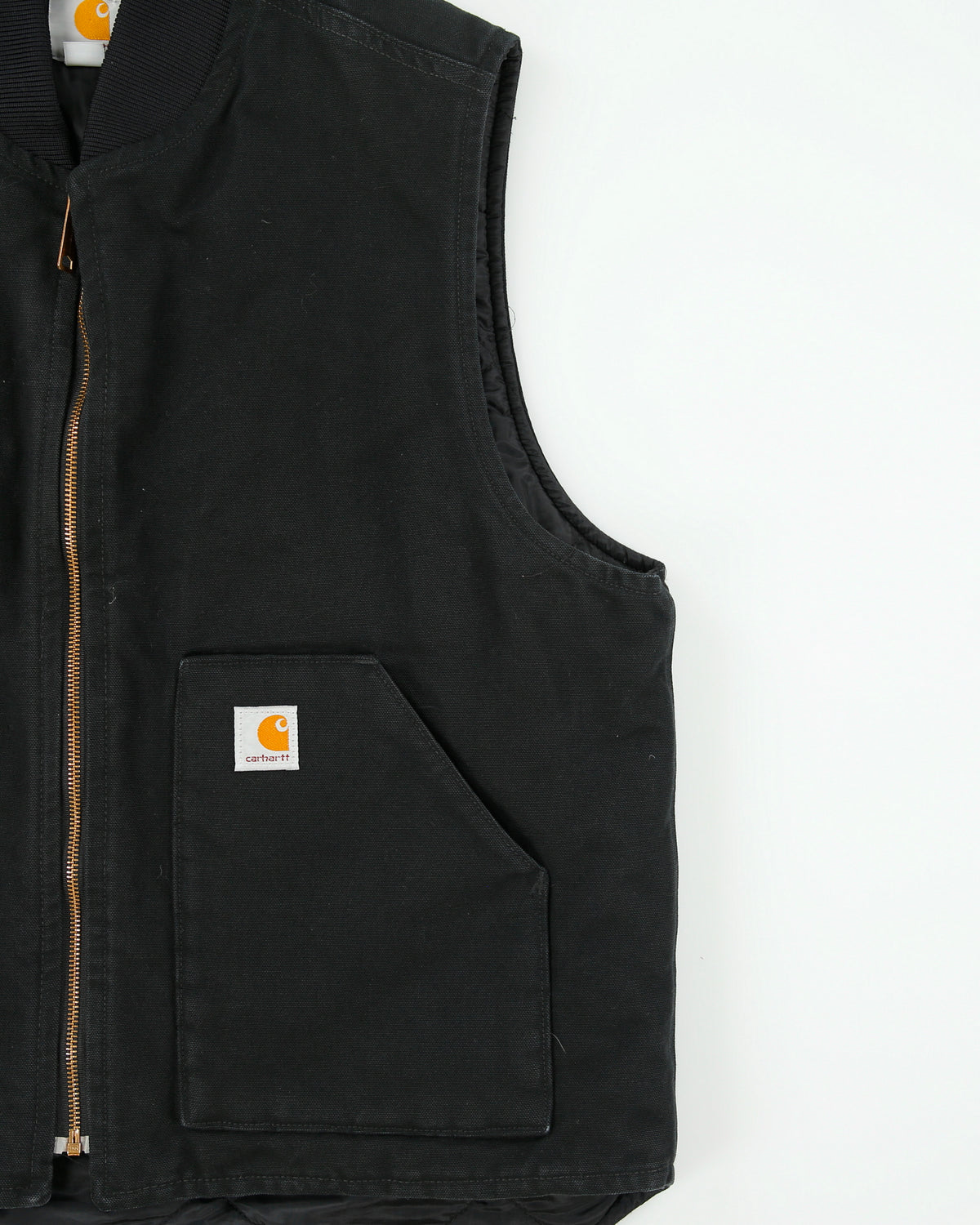 Vintage Carhartt V01 BLK Arctic Lined Rugged Firm Duck Canvas Work Gilet - XL