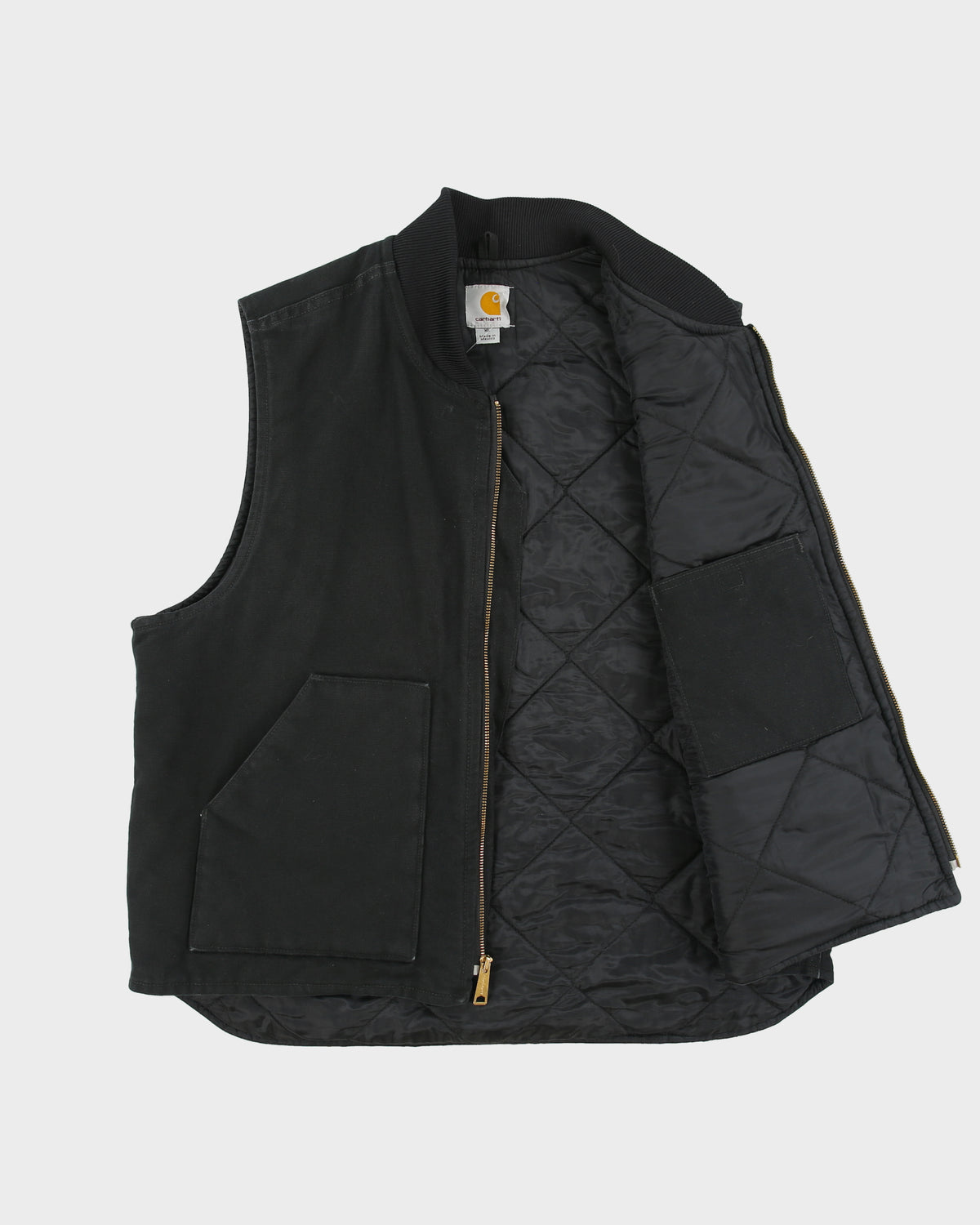 Vintage Carhartt V01 BLK Arctic Lined Rugged Firm Duck Canvas Work Gilet - XL