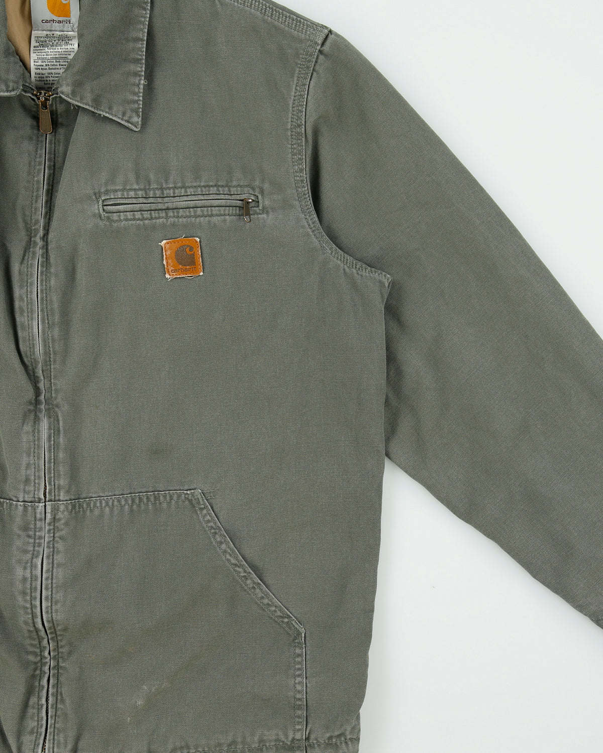 Vintage 2007 Y2K Carhartt J169 Dark Moss Detroit Style Soft Duck Canvas Hamilton Jacket - M
