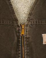 Vintage 2001 Y2K Carhartt V13 Timber Brown Sherpa Lined Firm Duck Canvas Union Made In USA Work Gilet - XL