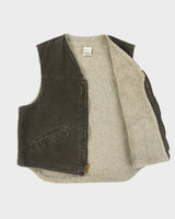 Vintage 2001 Y2K Carhartt V13 Timber Brown Sherpa Lined Firm Duck Canvas Union Made In USA Work Gilet - XL