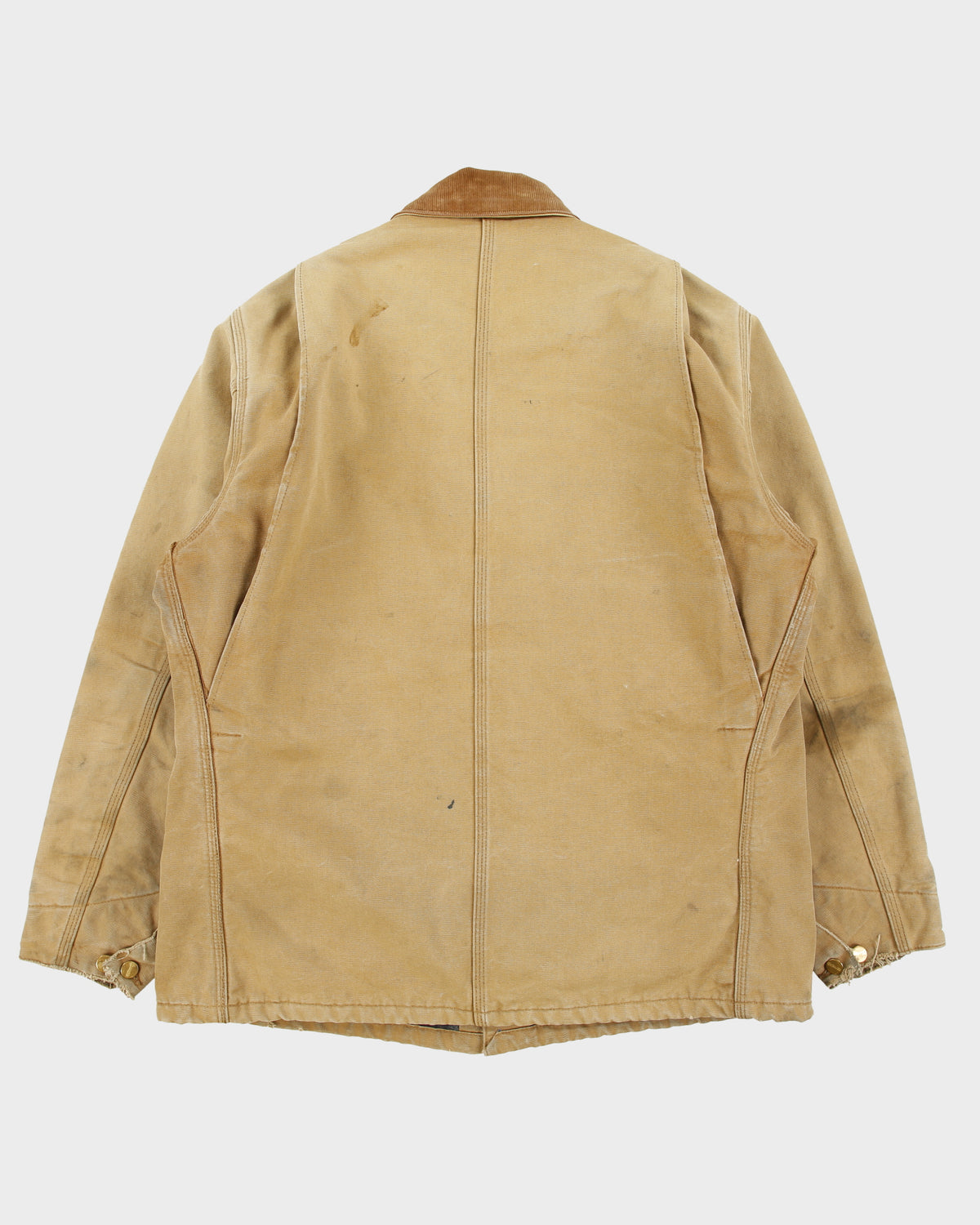 Vintage 1998 Carhartt C01 BRN Blanket Lined Distressed Firm Duck Canvas Union Made In USA Chore Jacket - XL