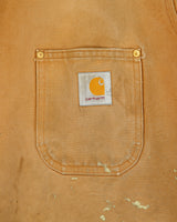 Vintage 1998 Carhartt C01 BRN Blanket Lined Distressed Firm Duck Canvas Union Made In USA Chore Jacket - XL