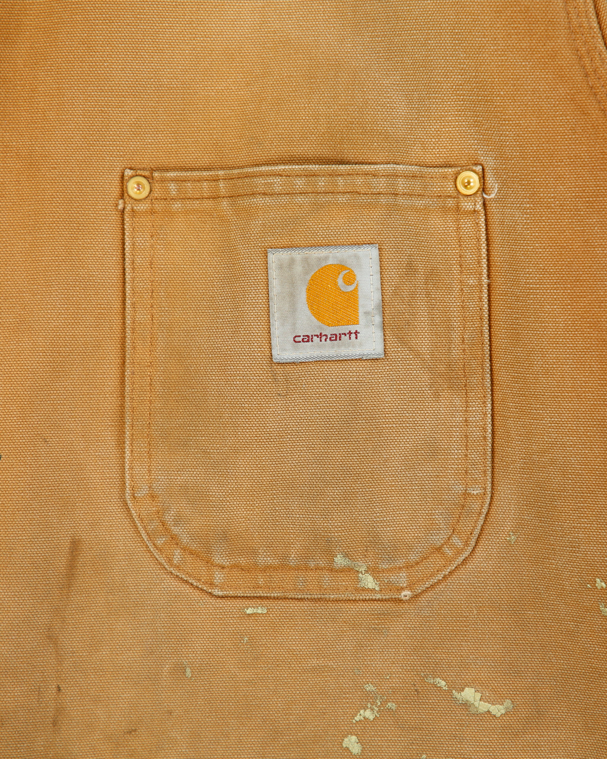 Vintage 1998 Carhartt C01 BRN Blanket Lined Distressed Firm Duck Canvas Union Made In USA Chore Jacket - XL