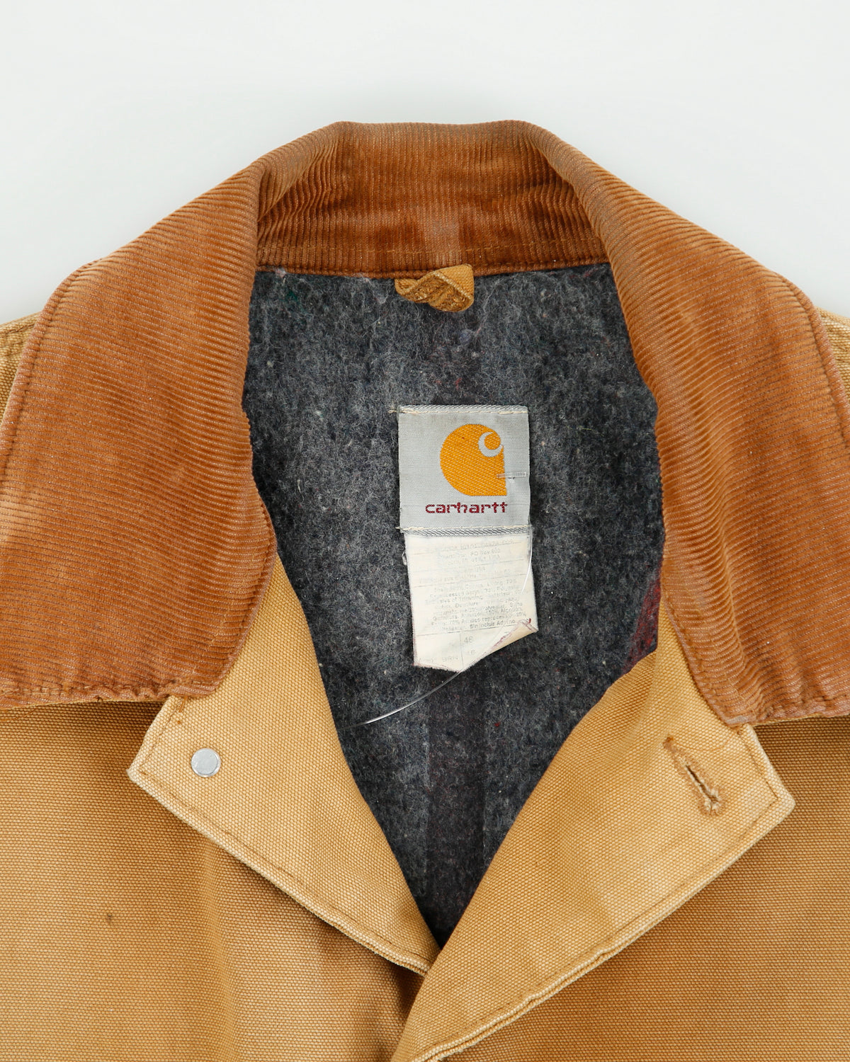 Vintage 1998 Carhartt C01 BRN Blanket Lined Distressed Firm Duck Canvas Union Made In USA Chore Jacket - XL
