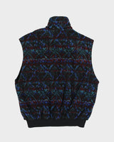 Vintage 1990s Columbia Reversible Aztec Fleece Shell Ribbed Gilet - L