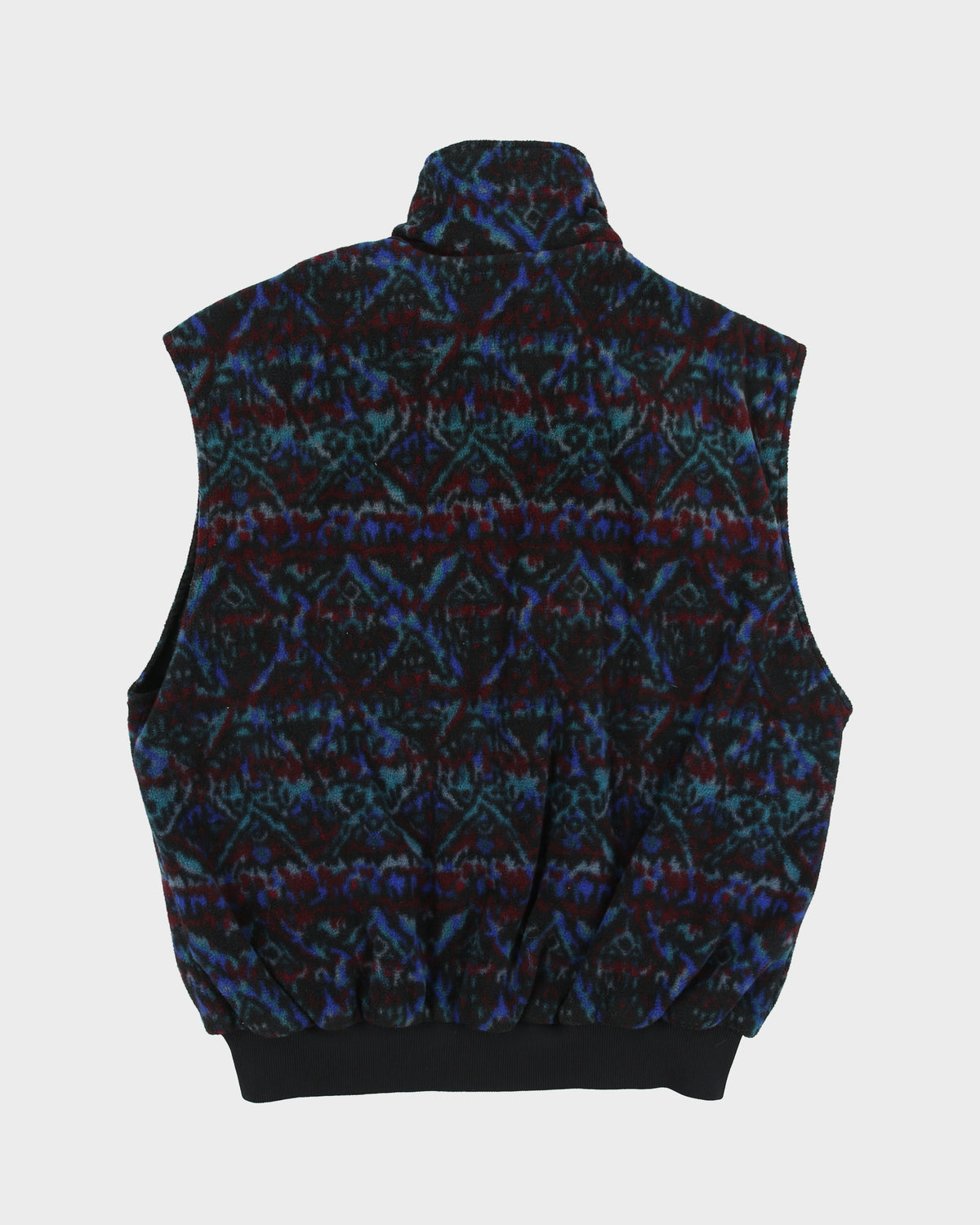 Vintage 1990s Columbia Reversible Aztec Fleece Shell Ribbed Gilet - L