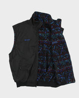 Vintage 1990s Columbia Reversible Aztec Fleece Shell Ribbed Gilet - L