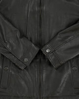 Hugo Boss Dark Brown Lambskin Leather Cafe Racer Moto Jacket - L