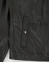 Hugo Boss Dark Brown Lambskin Leather Cafe Racer Moto Jacket - L