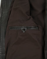 Hugo Boss Dark Brown Lambskin Leather Cafe Racer Moto Jacket - L