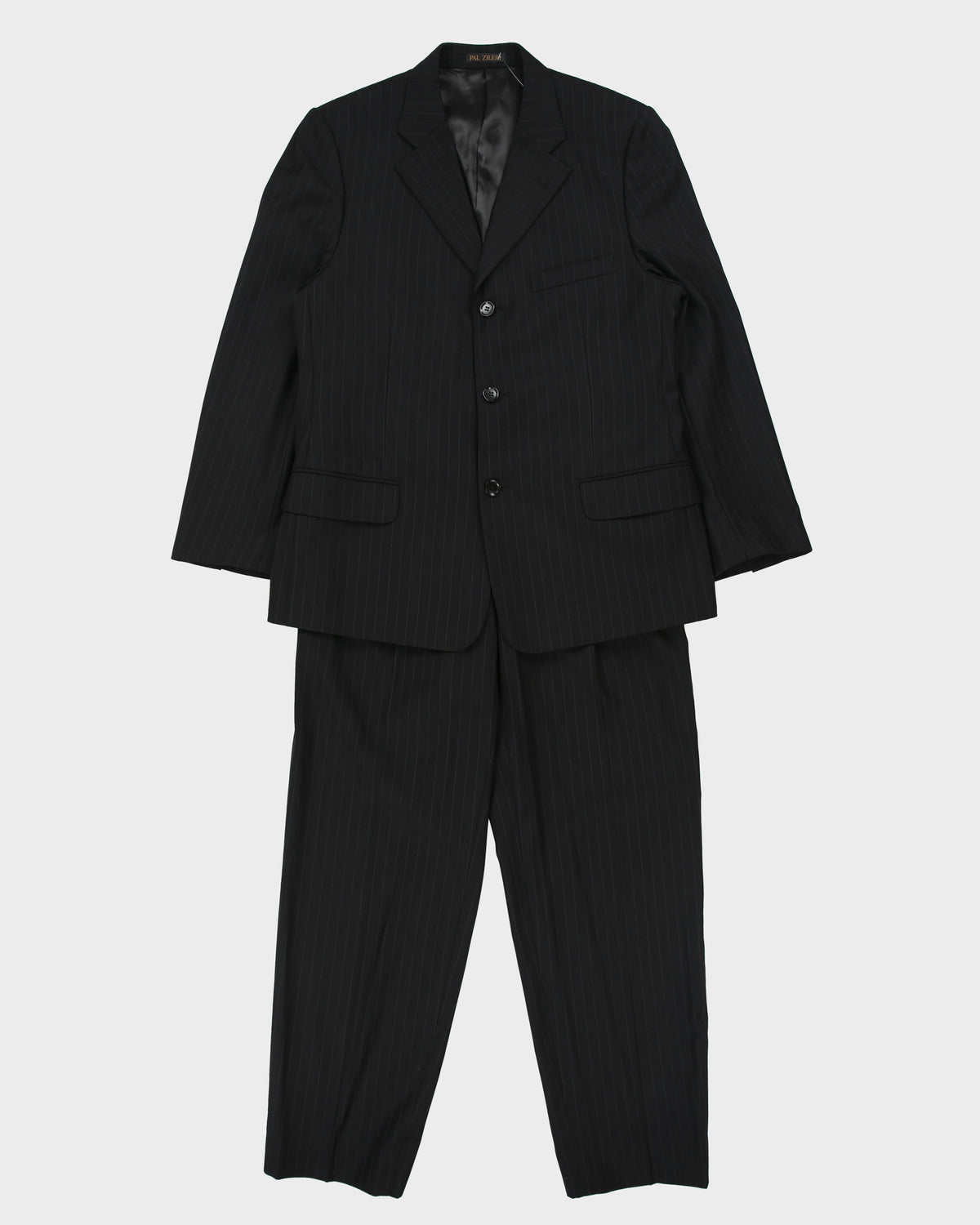 Vintage Pal Zileri Prestige Collection Pinstripe Wool Double Pleated Relaxed Leg 3-Button Single Breasted Two Piece Suit - M