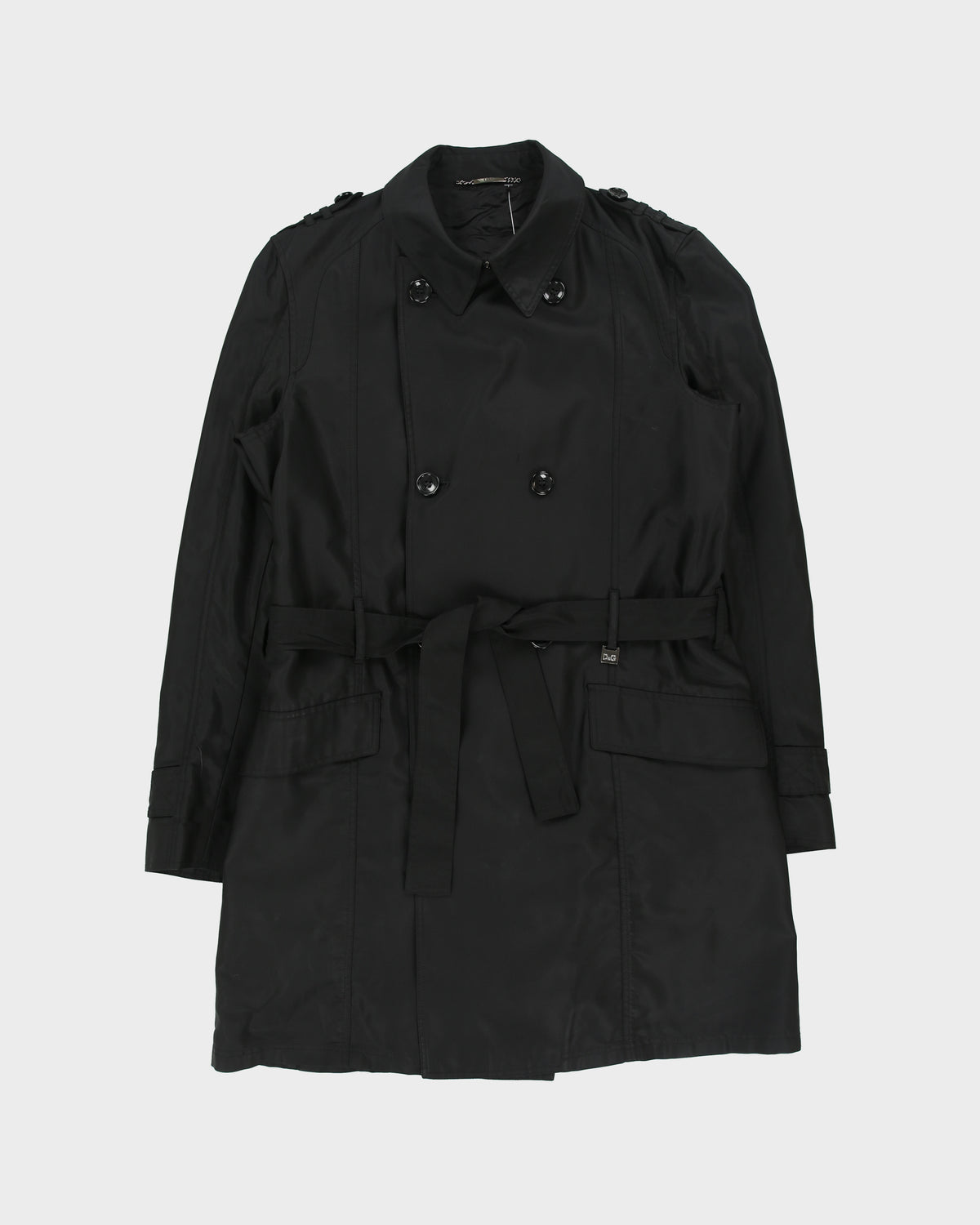 Vintage Y2K 00s D&amp;G Dolce &amp; Gabbana Shell Canvas Double Breasted Trench Coat - L