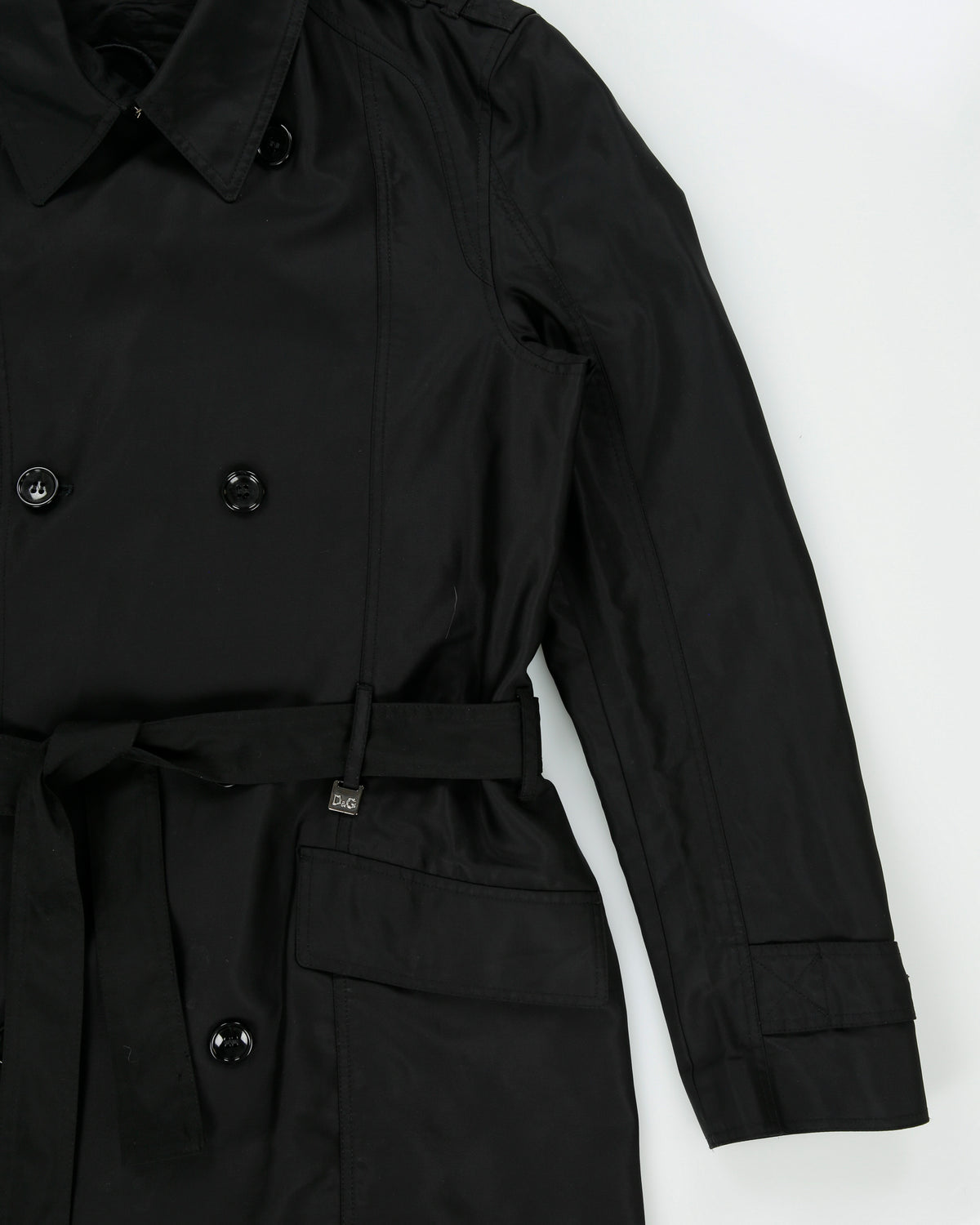 Vintage Y2K 00s D&amp;G Dolce &amp; Gabbana Shell Canvas Double Breasted Trench Coat - L