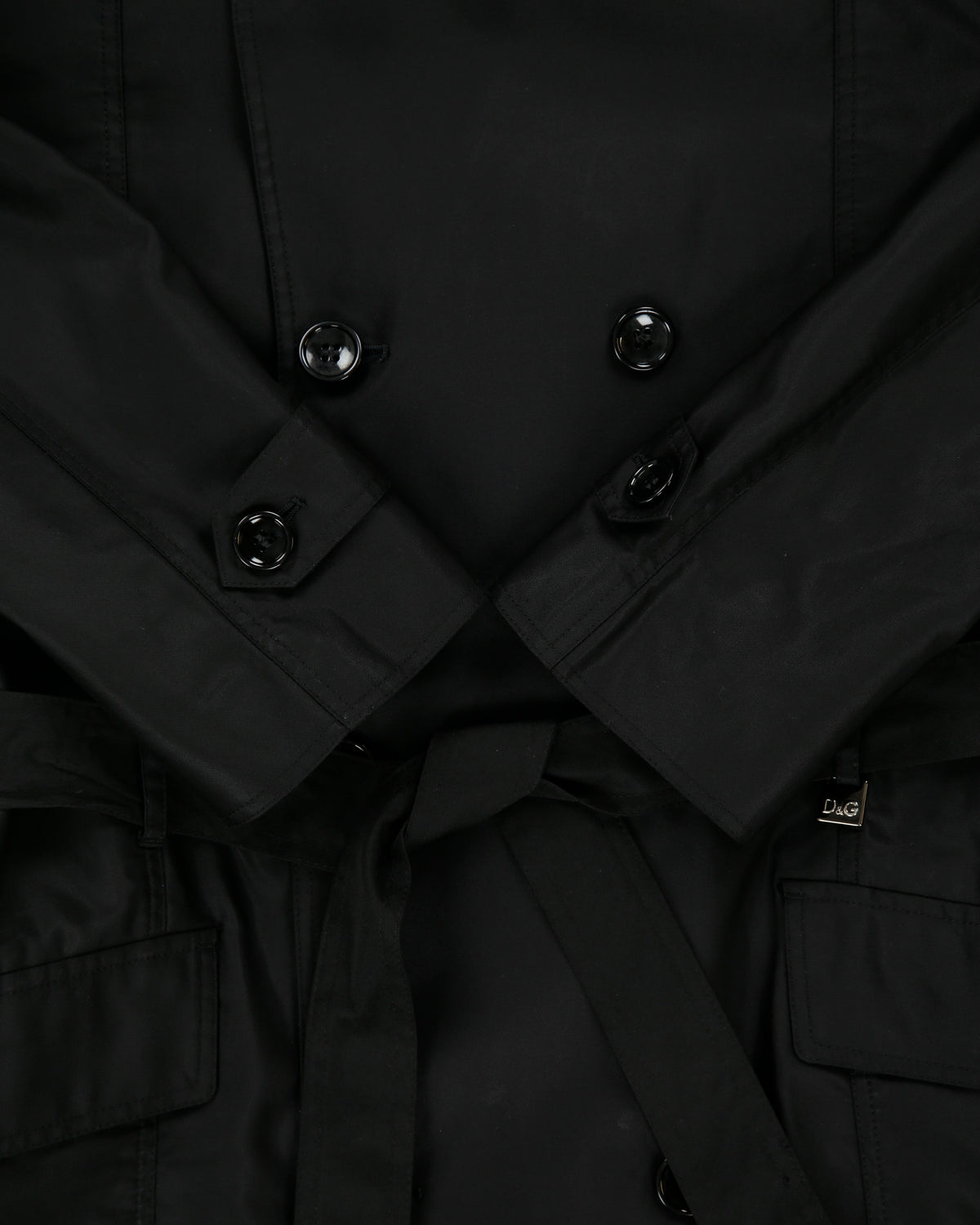 Vintage Y2K 00s D&amp;G Dolce &amp; Gabbana Shell Canvas Double Breasted Trench Coat - L