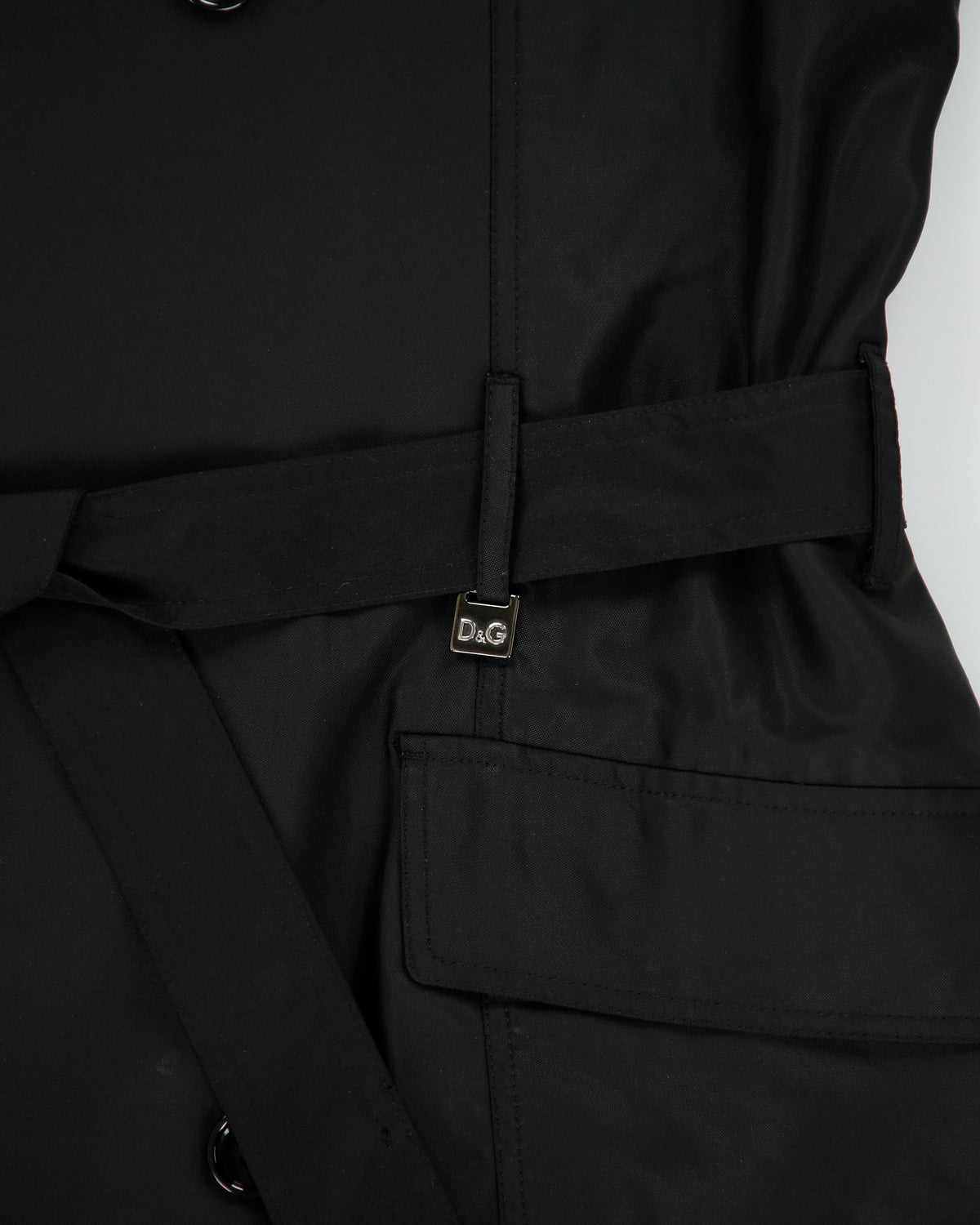 Vintage Y2K 00s D&amp;G Dolce &amp; Gabbana Shell Canvas Double Breasted Trench Coat - L