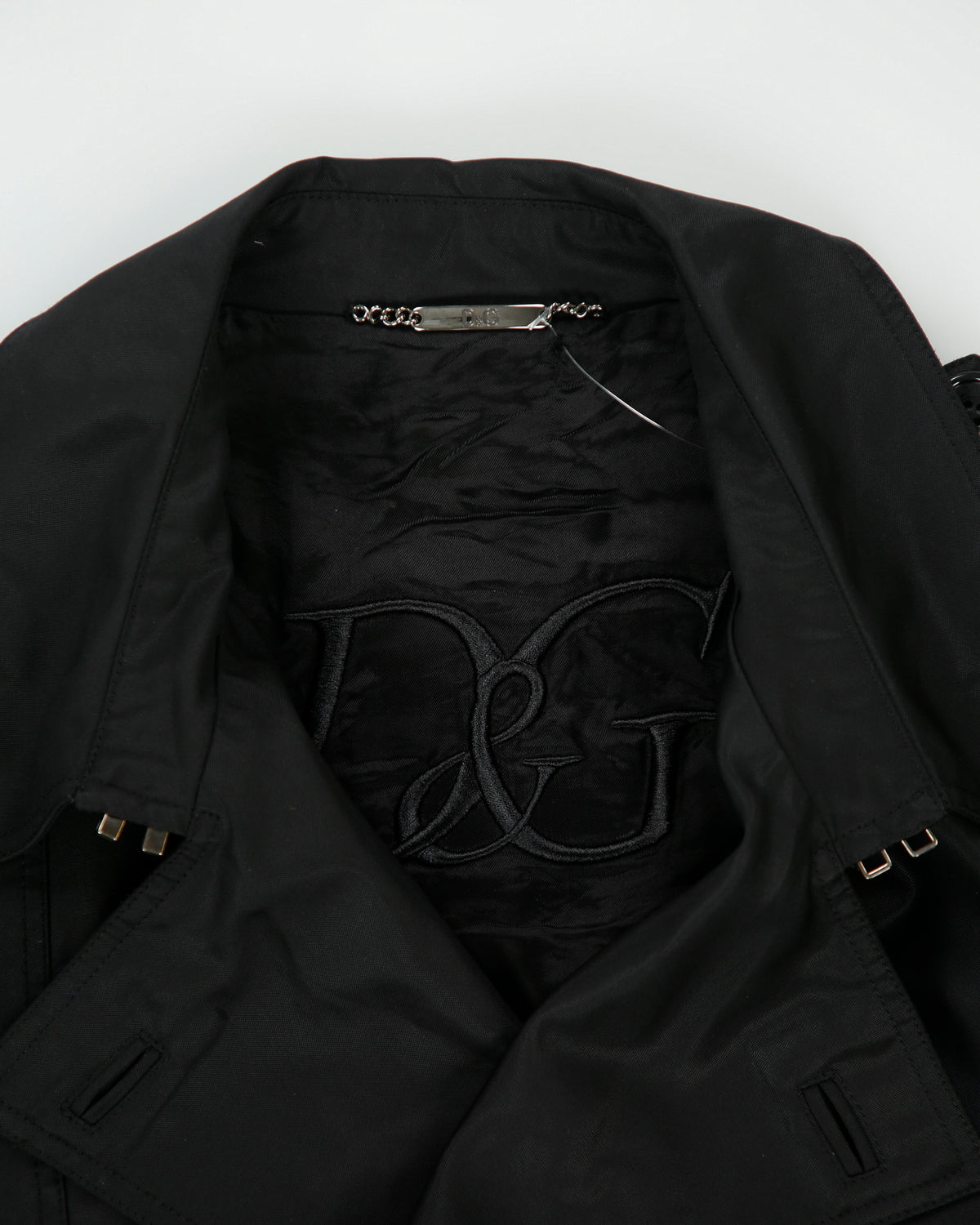 Vintage Y2K 00s D&amp;G Dolce &amp; Gabbana Shell Canvas Double Breasted Trench Coat - L