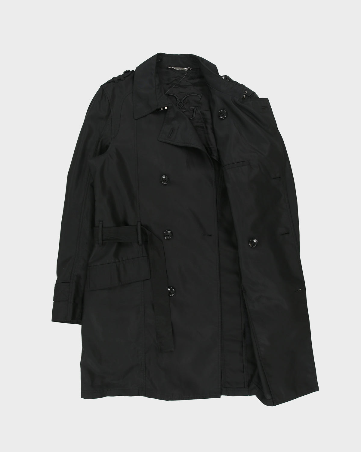Vintage Y2K 00s D&amp;G Dolce &amp; Gabbana Shell Canvas Double Breasted Trench Coat - L