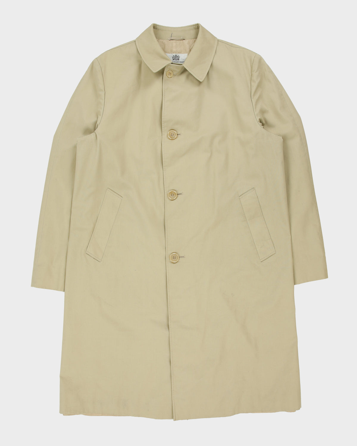 Vintage 1980s Aquascutum Khaki Aqua 5 Made In Canada Weatherproof Canvas Mac - XXL