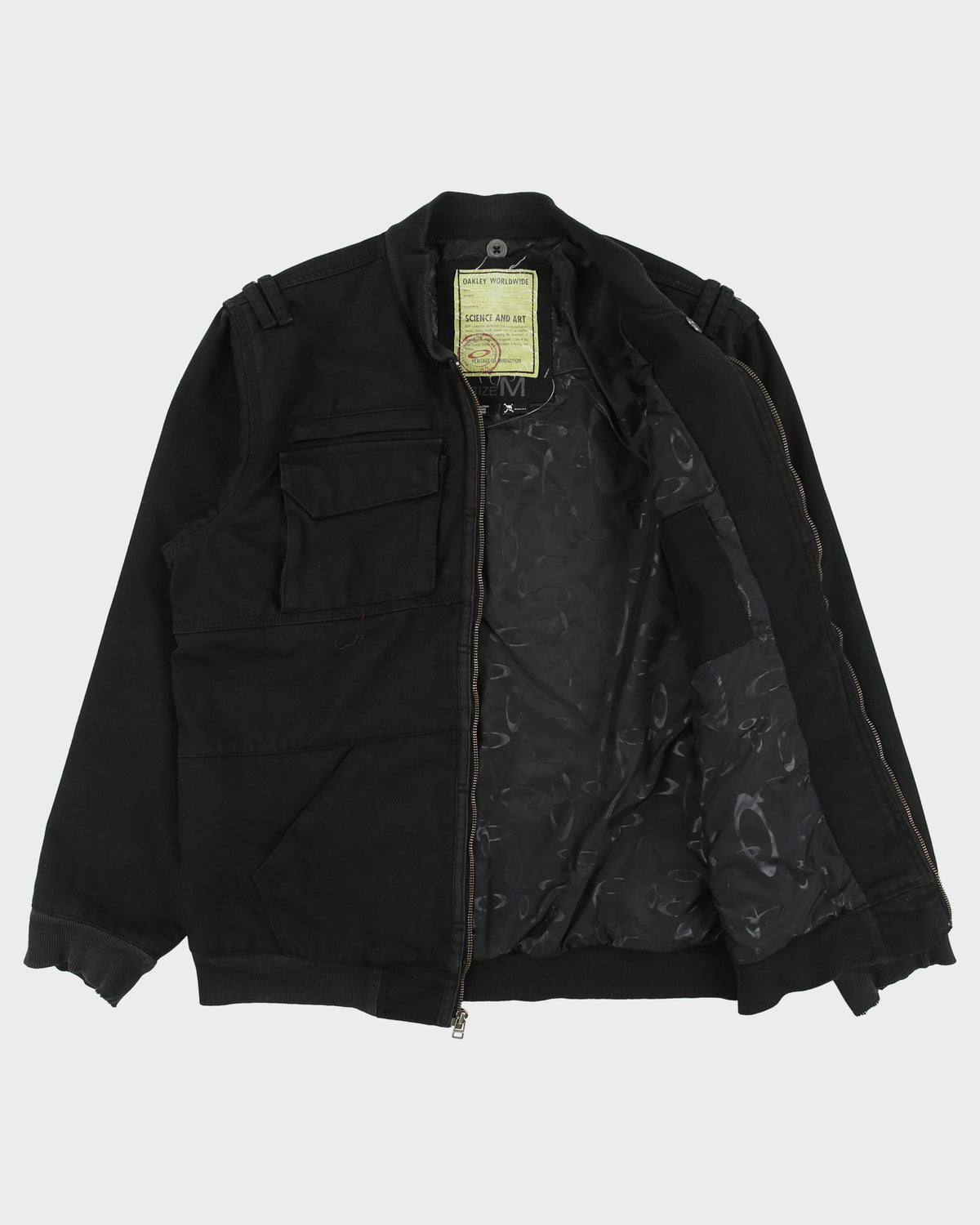 Vintage '07 Y2K Oakley Heritage 075 Canvas Multi-Pocket Utility Bomber Jacket - M