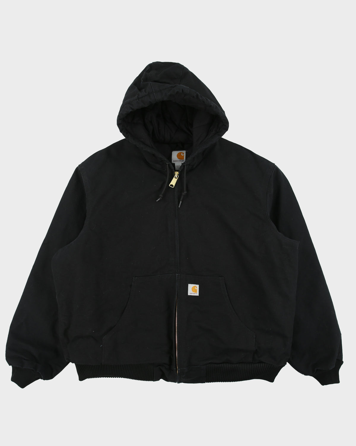 Carhartt J140 BLK Union Made In USA Firm Duck Canvas Insulated Quilt Lined Active Jacket - XL
