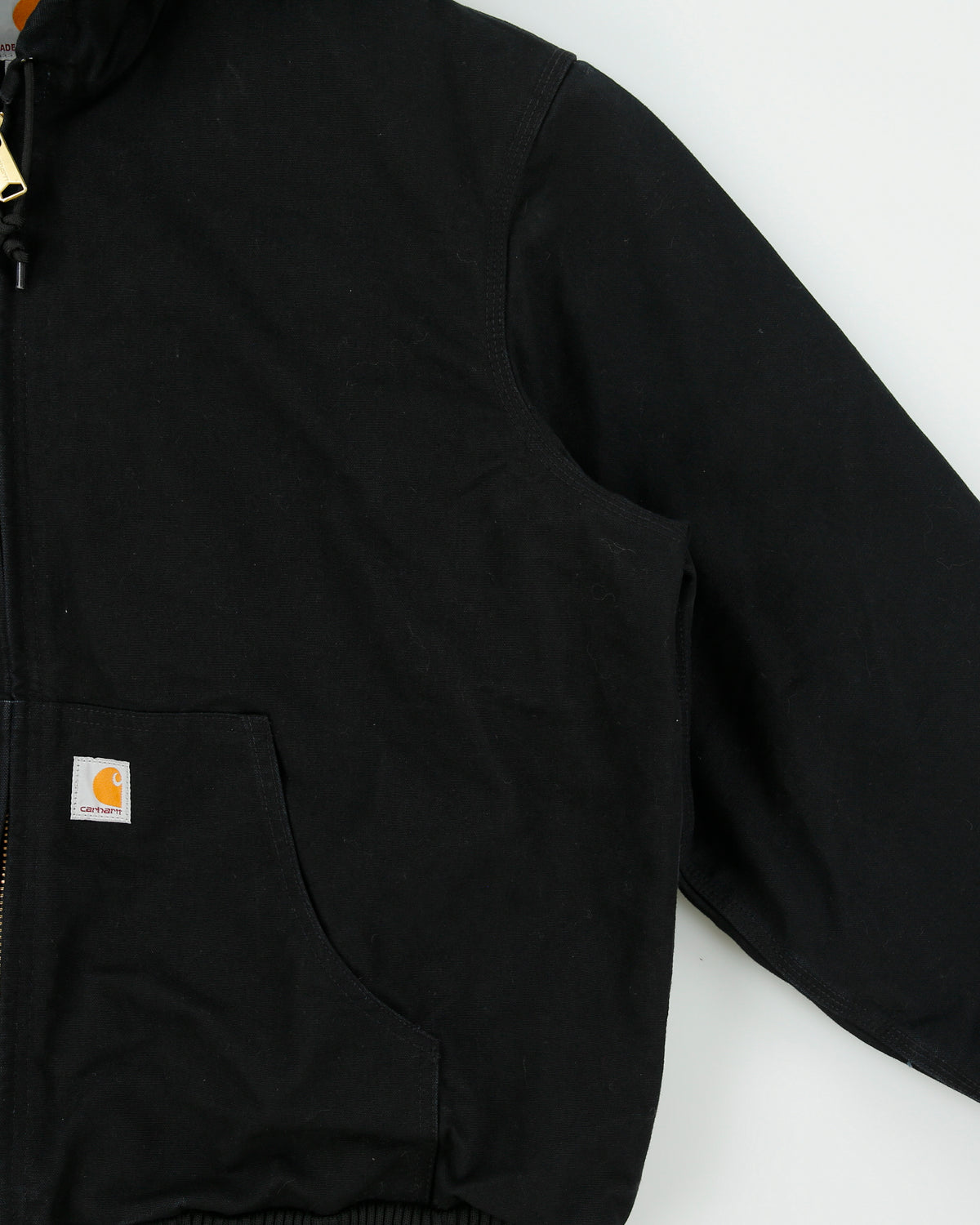 Carhartt J140 BLK Union Made In USA Firm Duck Canvas Insulated Quilt Lined Active Jacket - XL
