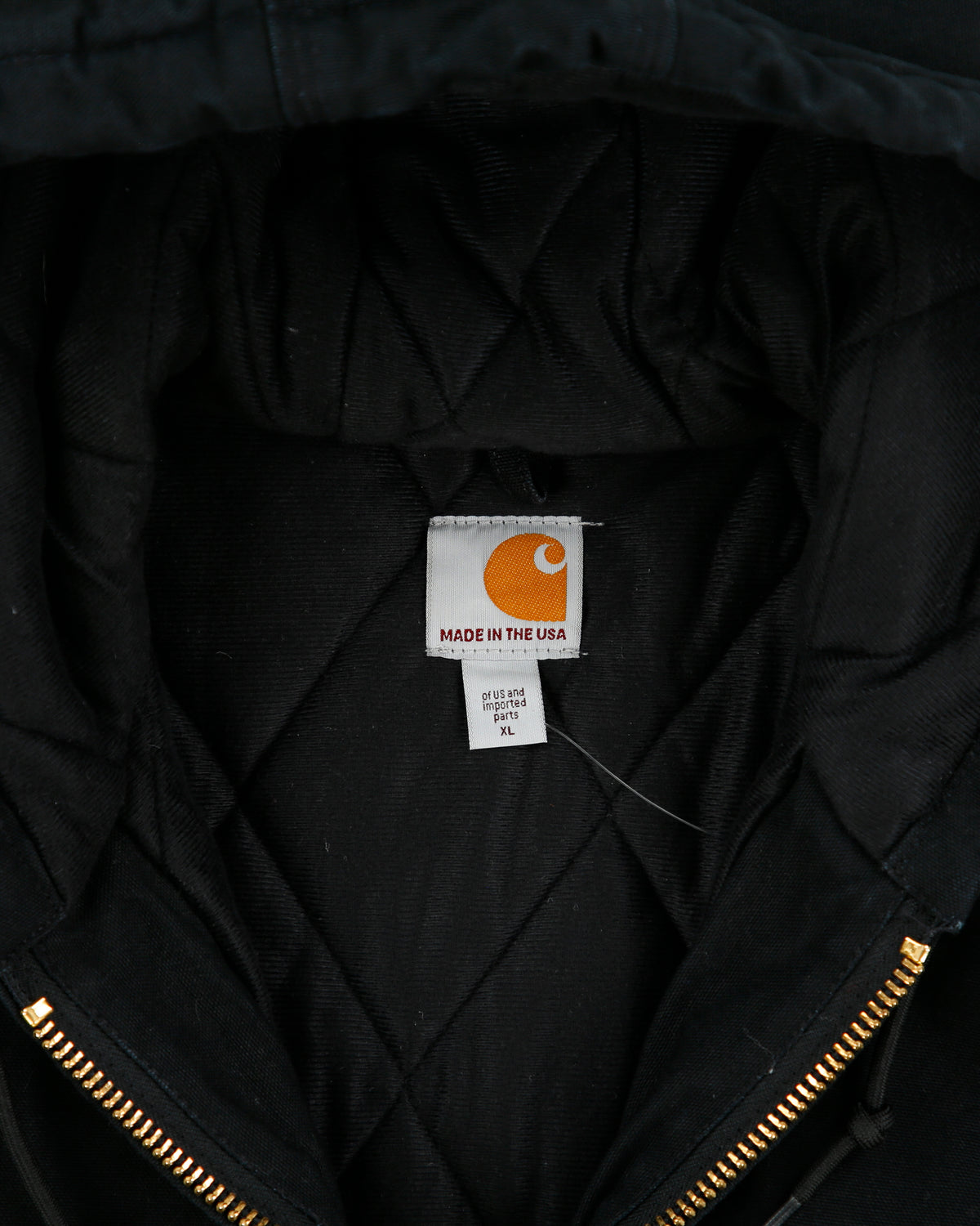 Carhartt J140 BLK Union Made In USA Firm Duck Canvas Insulated Quilt Lined Active Jacket - XL
