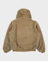 Vintage Carhartt J130 FRB Distressed Sandstone Duck Canvas Insulated Quilt Lined Active Jacket - L