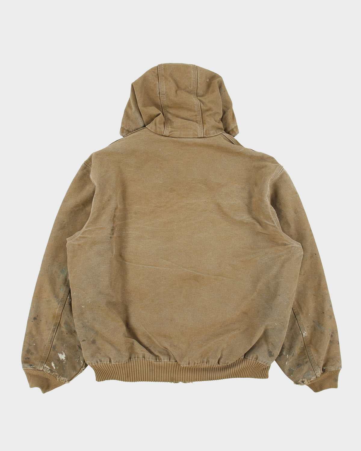 Vintage Carhartt J130 FRB Distressed Sandstone Duck Canvas Insulated Quilt Lined Active Jacket - L