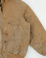 Vintage Carhartt J130 FRB Distressed Sandstone Duck Canvas Insulated Quilt Lined Active Jacket - L