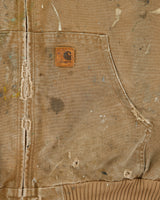 Vintage Carhartt J130 FRB Distressed Sandstone Duck Canvas Insulated Quilt Lined Active Jacket - L