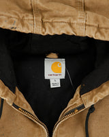 Vintage Carhartt J130 FRB Distressed Sandstone Duck Canvas Insulated Quilt Lined Active Jacket - L