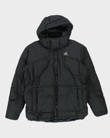 Vintage Y2K Adidas Outdoor Herringbone Striped Duck Down Panelled Mountain Puffer Jacket - L