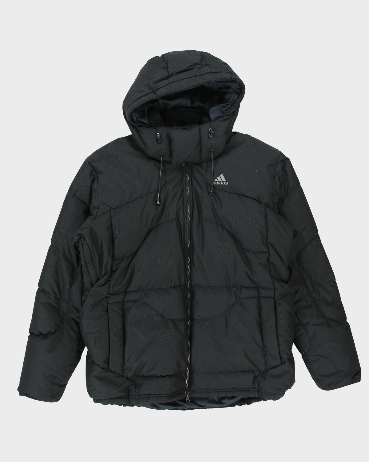 Vintage Y2K Adidas Outdoor Herringbone Striped Duck Down Panelled Mountain Puffer Jacket - L
