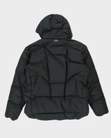 Vintage Y2K Adidas Outdoor Herringbone Striped Duck Down Panelled Mountain Puffer Jacket - L
