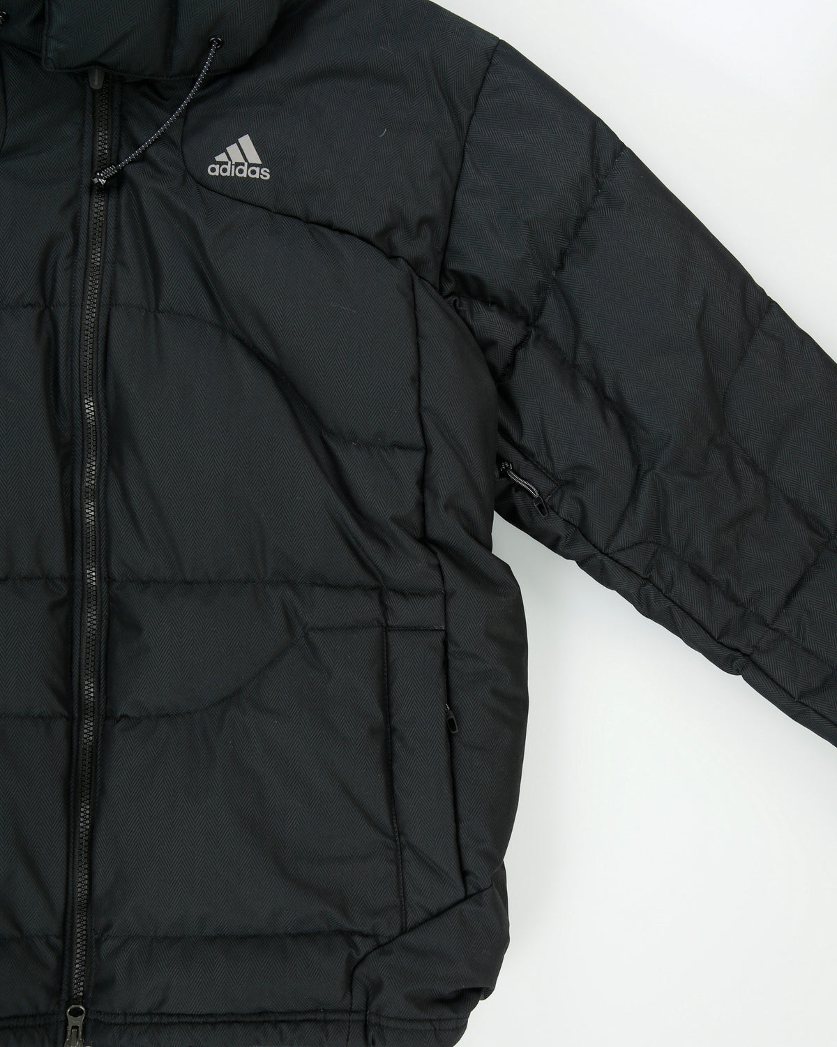 Vintage Y2K Adidas Outdoor Herringbone Striped Duck Down Panelled Mountain Puffer Jacket - L