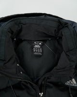 Vintage Y2K Adidas Outdoor Herringbone Striped Duck Down Panelled Mountain Puffer Jacket - L