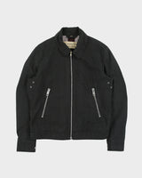 Vintage Burberry Nova Check Lined Canvas Collared Cafe Racer Biker Jacket - M