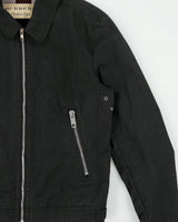 Vintage Burberry Nova Check Lined Canvas Collared Cafe Racer Biker Jacket - M