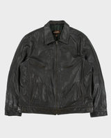 Vintage Y2K 00s Danier Chocolate Leather Contrast Stitch Cafe Racer Moto Jacket - XL