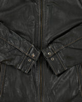 Vintage Y2K 00s Danier Chocolate Leather Contrast Stitch Cafe Racer Moto Jacket - XL