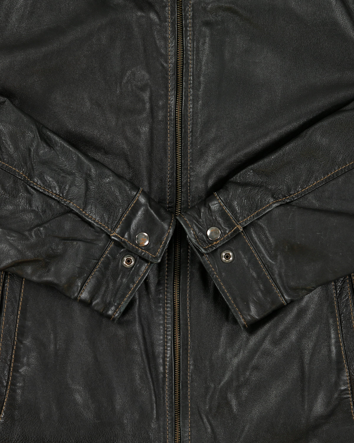 Vintage Y2K 00s Danier Chocolate Leather Contrast Stitch Cafe Racer Moto Jacket - XL